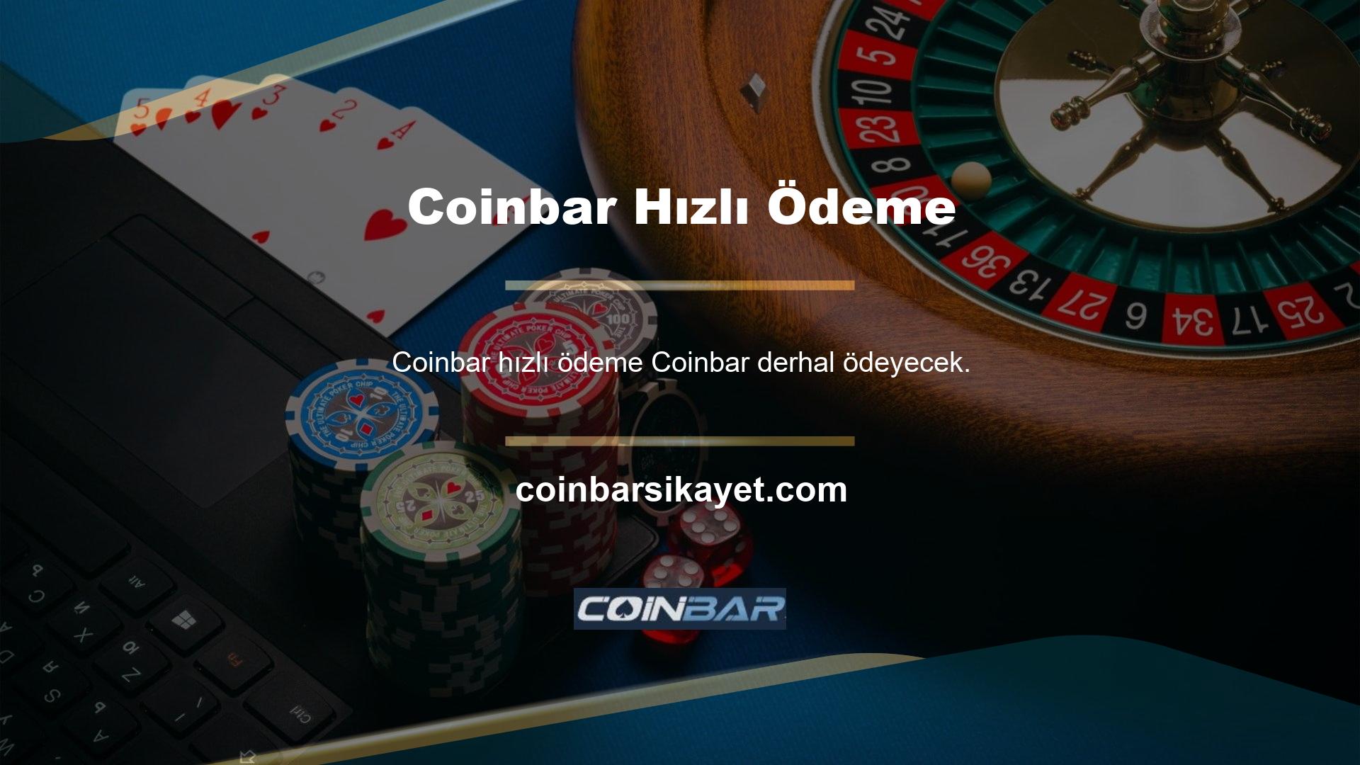 Coinbar yönetimi, oyuncu oyunculara geri çekilme sırasında dünyanın en profesyonel yaklaşımını sunar ve yüksek ilgilendik bir spor bahis yatırımı için para çekme talep ederse, üye üyenin yatırımını en geç 2 saat içinde hesabına aktarır